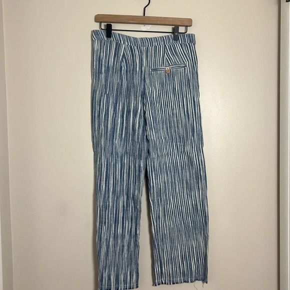 Free People Marta Yarn Dyed Striped Cropped Frayed Hem Boho Hippie Trousers Sz 0 - Picture 4 of 14